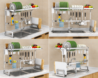 95CM Large Multi-Function Dish Drying Rack – Heavy-Duty Stainless Steel Kitchen Sink Organizer & Countertop Space Saver