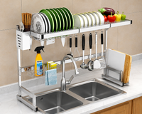 95CM Large Multi-Function Dish Drying Rack – Heavy-Duty Stainless Steel Kitchen Sink Organizer & Countertop Space Saver
