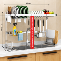 95CM Large Multi-Function Dish Drying Rack – Heavy-Duty Stainless Steel Kitchen Sink Organizer & Countertop Space Saver