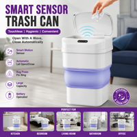 Smart Sensor Folding Infrared Trash Can – Touchless Automatic Lid, 17.5L Collapsible Waste Bin