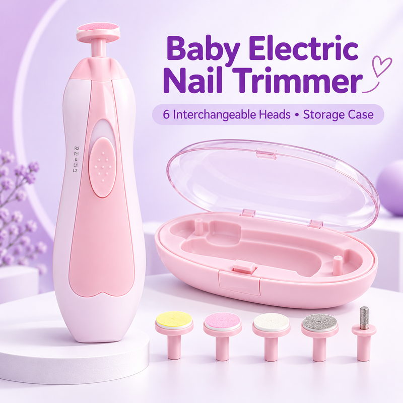 Baby Electric Nail Trimmer Set – 6 Filing Heads & Storage Case
