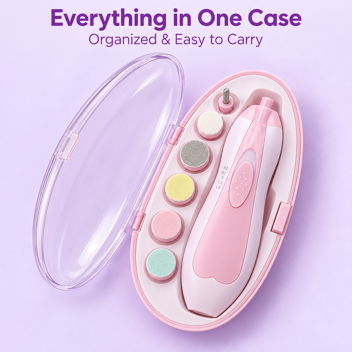 Baby Electric Nail Trimmer Set – 6 Filing Heads & Storage Case