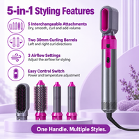 5-in-1 Hot Air Brush & Hair Styler – Ceramic Dryer, Curler & Volumizer