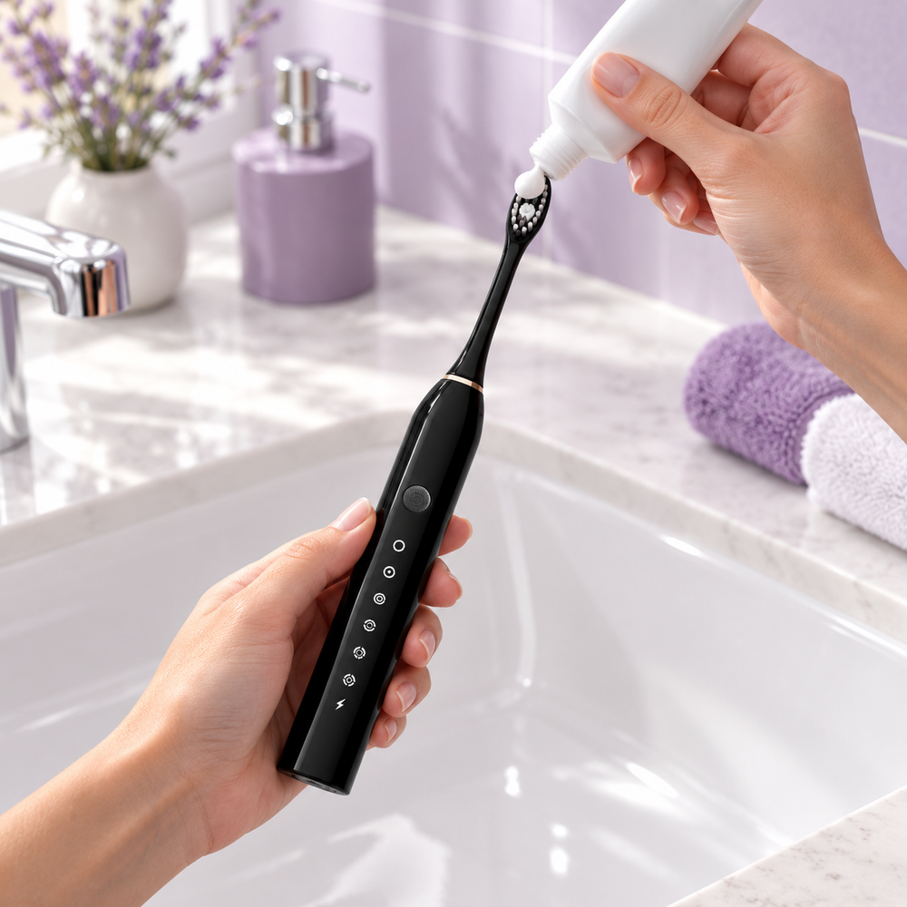 Prepare, brush, and rinse — a simple start to electric brushing.