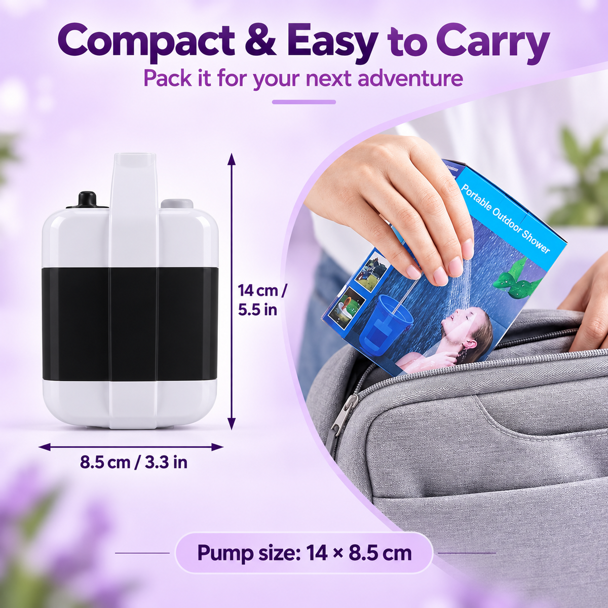 Rechargeable Portable Camping Shower with Pump