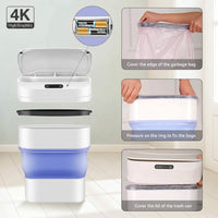 Smart Sensor Folding Infrared Trash Can – Touchless Automatic Lid, 17.5L Collapsible Waste Bin