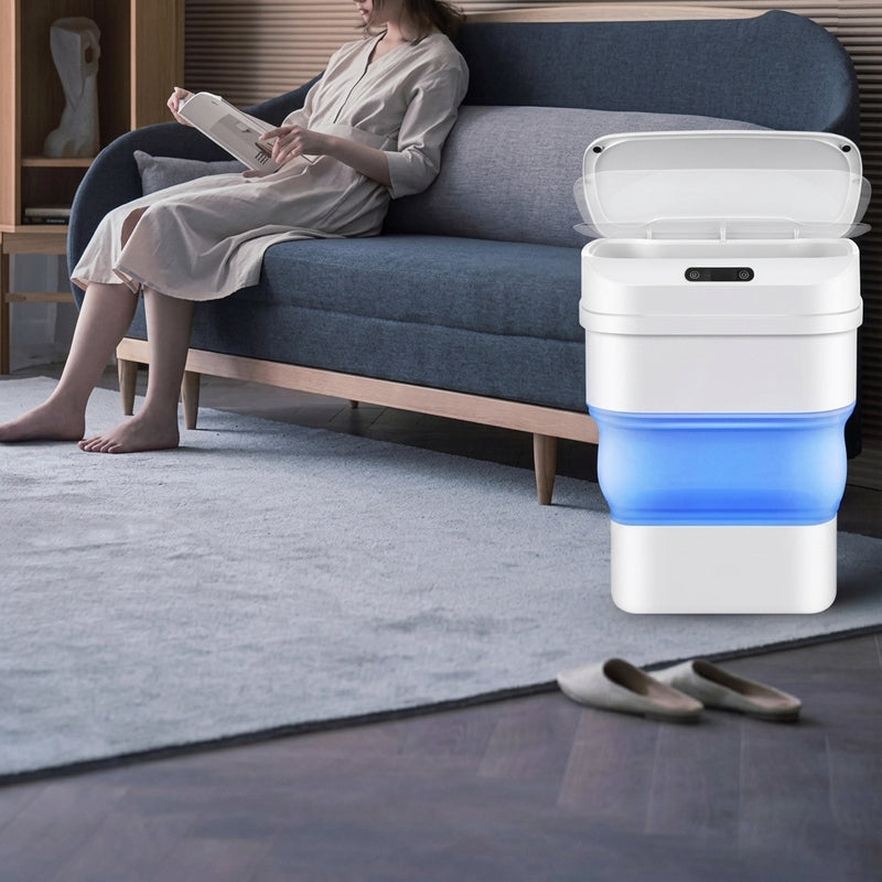 Smart Sensor Folding Infrared Trash Can – Touchless Automatic Lid, 17.5L Collapsible Waste Bin