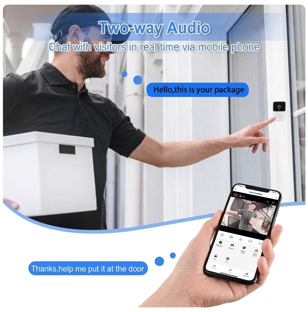 Wireless Video Doorbell Camera with WiFi, HD Night Vision & Two-Way Audio