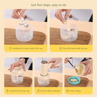 2 In 1 Electric Garlic Chopper & Egg Beater USB Rechargeable Mini Food Processor for Garlic, Chili, Meat, Ginger & Vegetables