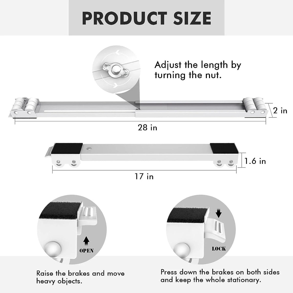 EasyGlide Adjustable Furniture & Appliance Rollers