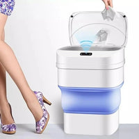 Smart Sensor Folding Infrared Trash Can – Touchless Automatic Lid, 17.5L Collapsible Waste Bin