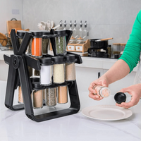 18 Jar Rotating Spice Rack 360° Kitchen Spice Organizer with Transparent Containers Space Saving Seasoning Holder