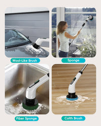 Electric Cleaning Brush – Cordless Spin Scrubber with 8 Replaceable Brush Heads,Extendable Handle for Bathroom, Kitchen & Home Cleaning