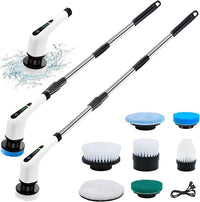Electric Cleaning Brush – Cordless Spin Scrubber with 8 Replaceable Brush Heads,Extendable Handle for Bathroom, Kitchen & Home Cleaning