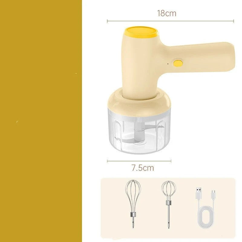 2 In 1 Electric Garlic Chopper & Egg Beater USB Rechargeable Mini Food Processor for Garlic, Chili, Meat, Ginger & Vegetables