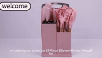 "Complete 19-Piece Kitchen Utensil Set - Chef Knives, Cooking Tools & Storage Organizer"