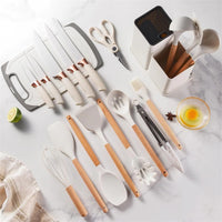 "Complete 19-Piece Kitchen Utensil Set - Chef Knives, Cooking Tools & Storage Organizer"