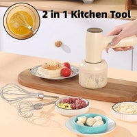 2 In 1 Electric Garlic Chopper & Egg Beater USB Rechargeable Mini Food Processor for Garlic, Chili, Meat, Ginger & Vegetables