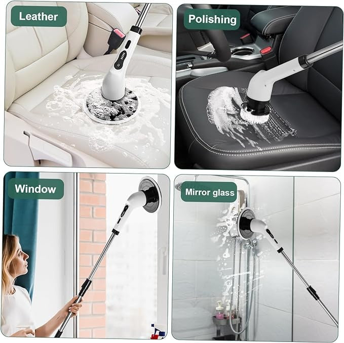 Electric Cleaning Brush – Cordless Spin Scrubber with 8 Replaceable Brush Heads,Extendable Handle for Bathroom, Kitchen & Home Cleaning