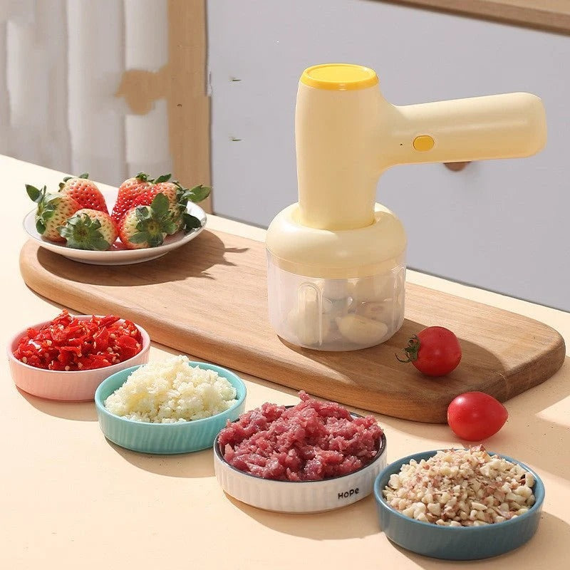 2 In 1 Electric Garlic Chopper & Egg Beater USB Rechargeable Mini Food Processor for Garlic, Chili, Meat, Ginger & Vegetables