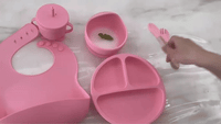 7-Piece Silicone Baby Feeding Set – Suction Plate, Bowl, Bib, Sippy Cup, Spoon & Fork