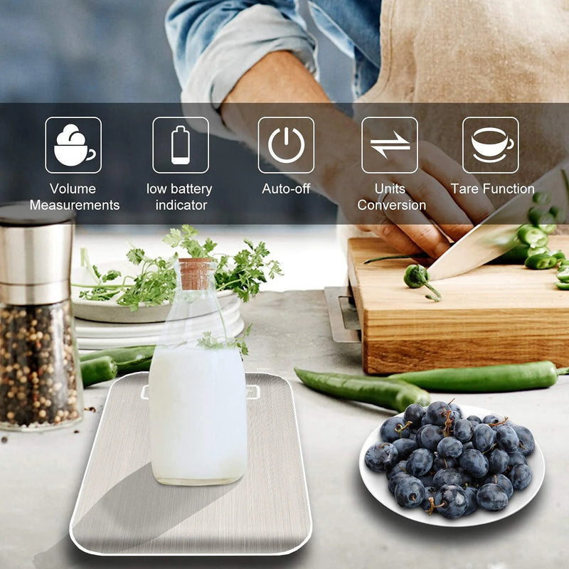 Digital Kitchen Scale – Stainless Steel, 1g Precision & 6-Unit LCD Display