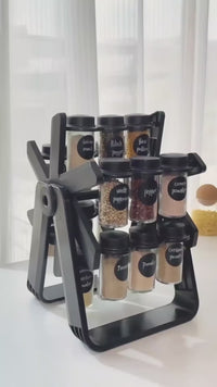 18 Jar Rotating Spice Rack 360° Kitchen Spice Organizer with Transparent Containers Space Saving Seasoning Holder