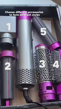 5-in-1 Hot Air Brush & Hair Styler – Ceramic Dryer, Curler & Volumizer